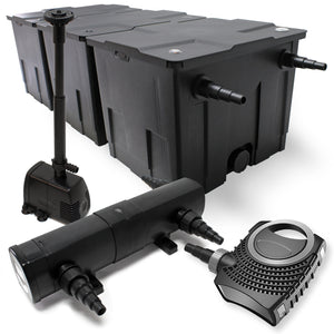 Set per laghetti Filtro 90000l Pompa SuperEco 80W Chiarificatore UVC 36W Tubo Pompa fontana