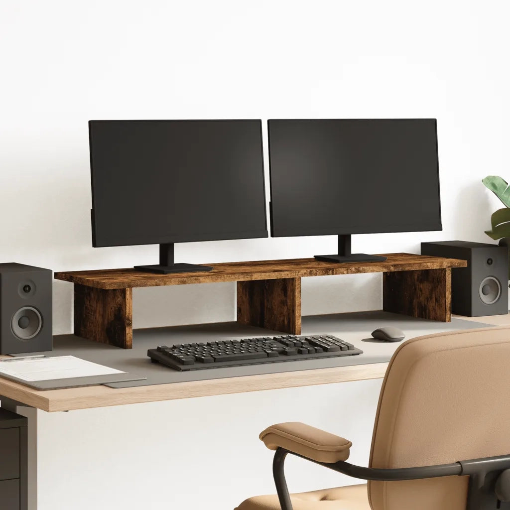 Supporto per Monitor Rovere Fumo 100x27x15 cm in Truciolato 854710