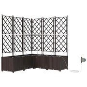 Set di 5 fioriere da giardino moderne con sistema di irrigazione 120 x 120 x 142 cm acciaio marrone 02_0058531