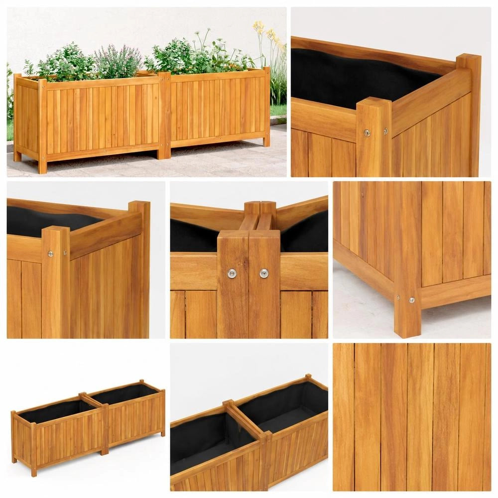 Plant Pot With Insert 153x38.5x50 Cm Solid Acacia Wood