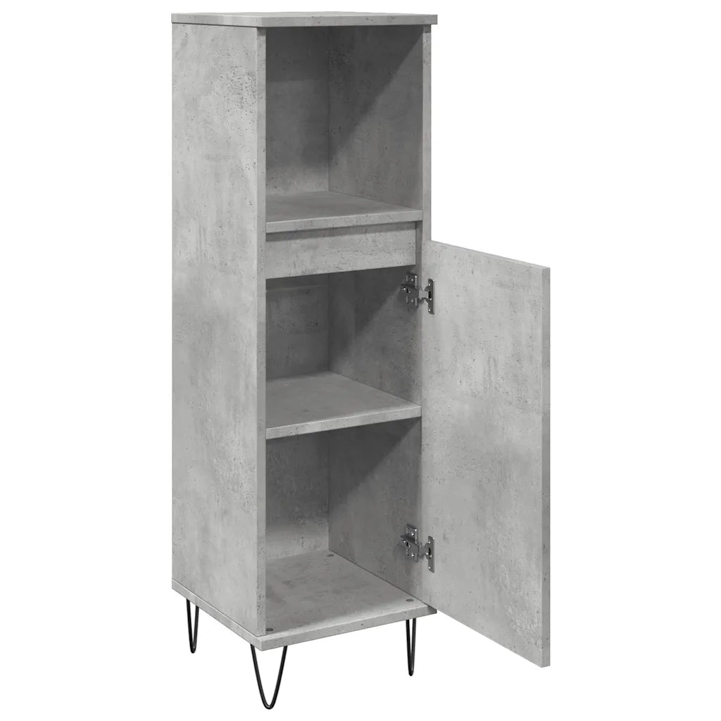 vidaXL Armadietto Bagno Grigio Cemento 30x30x100 cm Legno Multistrato