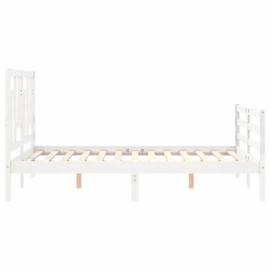 Giroletto con Testiera-Struttura Letto con testiera Bianco 120x200 cm in Legno Massello 653693