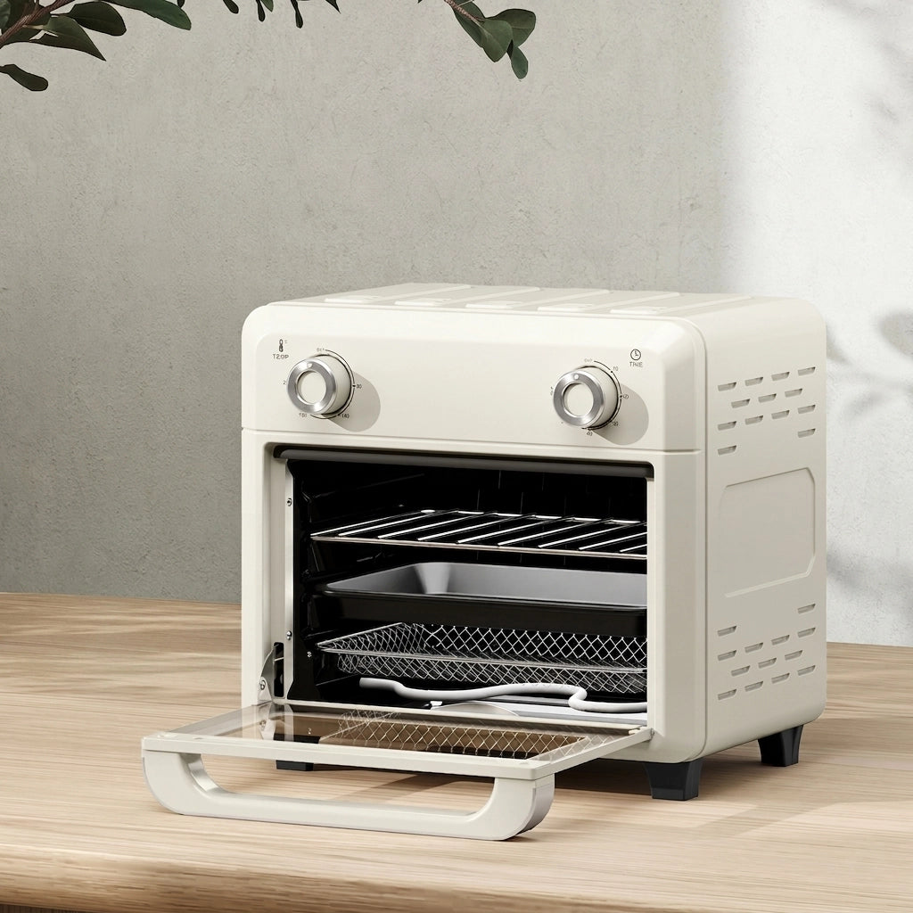 Mini Forno Friggitrice ad Aria 2 in 1 10 L 1000 W con Ventilazione 360°; 80-230°C e Timer 60 Min
