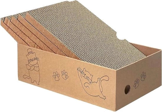Pannello di Carta Rigida per Gatti 42*26*13cm 5 pezzi Pannelli di Carta Corrugata per Gatti con 1 Box Piastra di Carta per Gatti Indoor 5 in 1 Piastra di Carta di Ricambio per Gatti