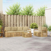 Set di divani da esterno 7 pcs Bianco e Beige Poliestere