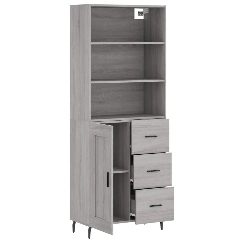 Credenza Grigio Sonoma 69,5x34x180 cm in Legno Multistrato 3190043