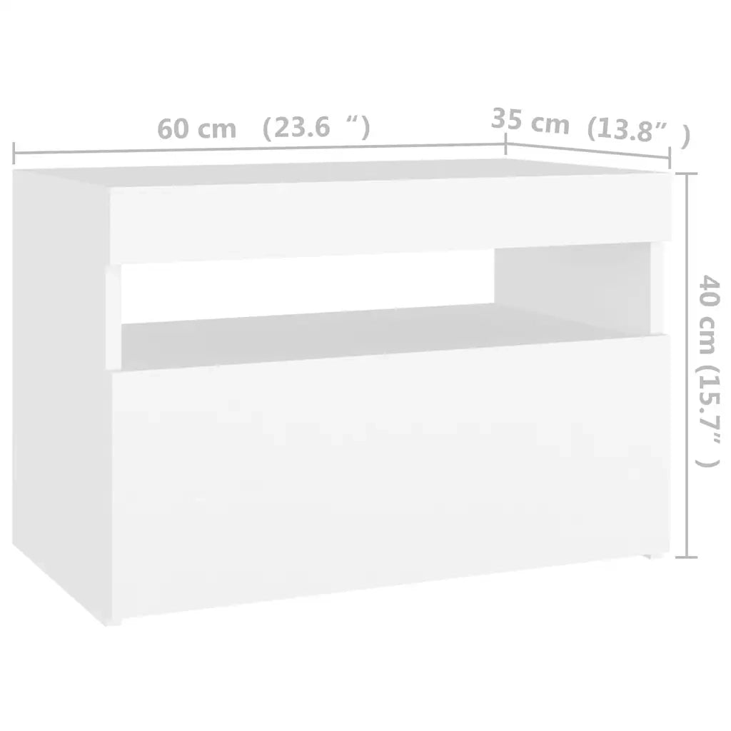 Comodino e Luci LED Bianco 60x35x40 cm in Legno Multistrato 3082774