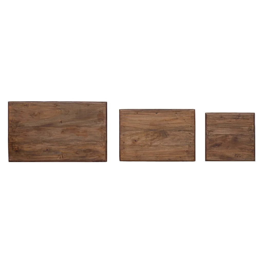 Tavolo Nesting 3 pz Marrone Legno massello di mogano CFW6572611