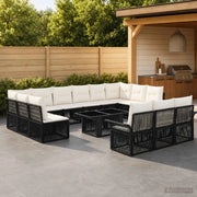 Set Divano da Giardino 14 pz Nero e Bianco Crema polyrattan 3436708