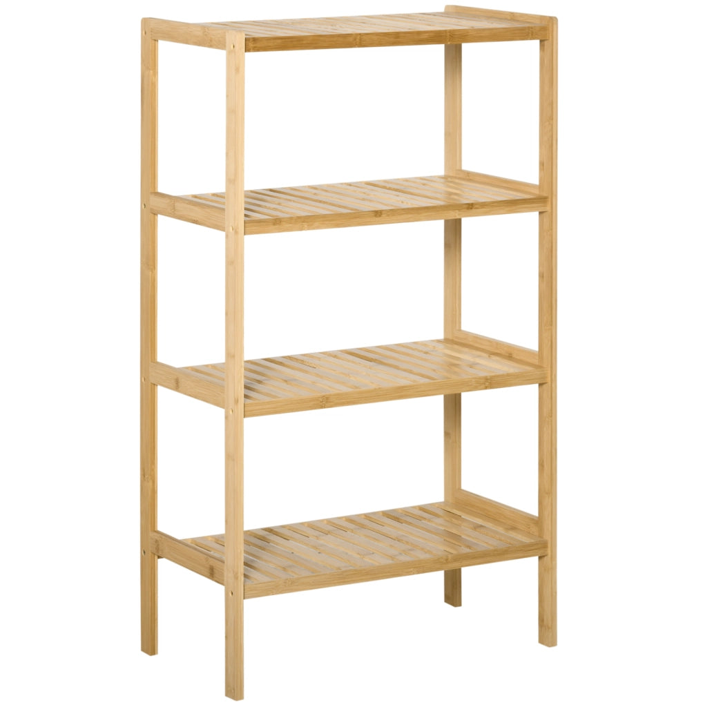 Scaffale in bambù naturale a 4 ripiani 62 x 33 x 112 cm
