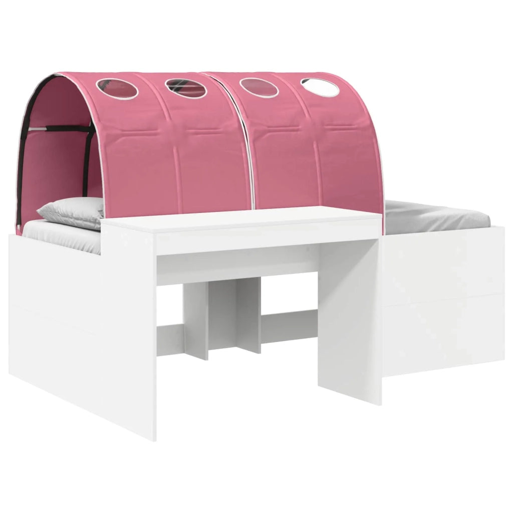 Letto alto per bambini con scrivania 3 pz Bianco e Rosa 3423680