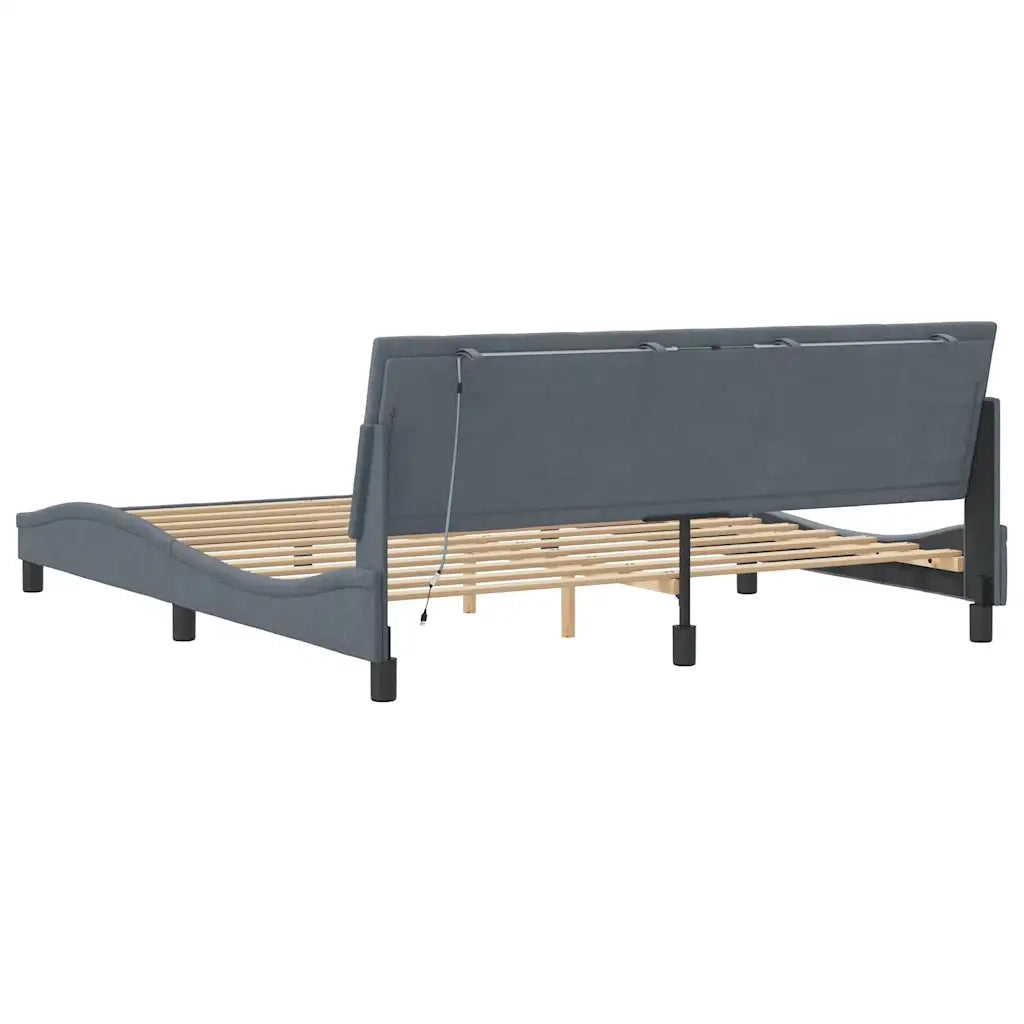 Giroletto con LED senza Materasso-Struttura Letto Hanko Grigio Scuro 180x200 cm in Velluto