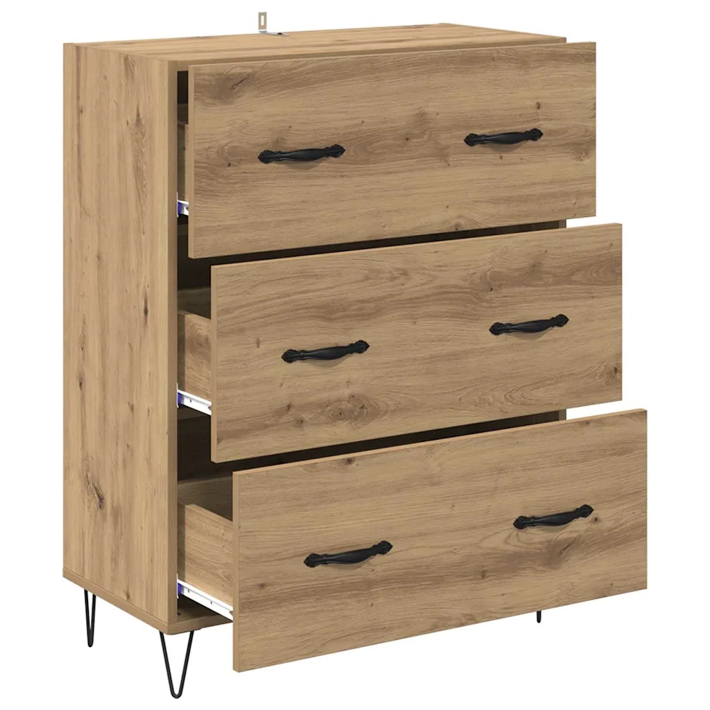 Credenza con Cassetto-Buffet-Armadio da cucina Rovere artigianale 69,5 x 34 x 90 cm 657101