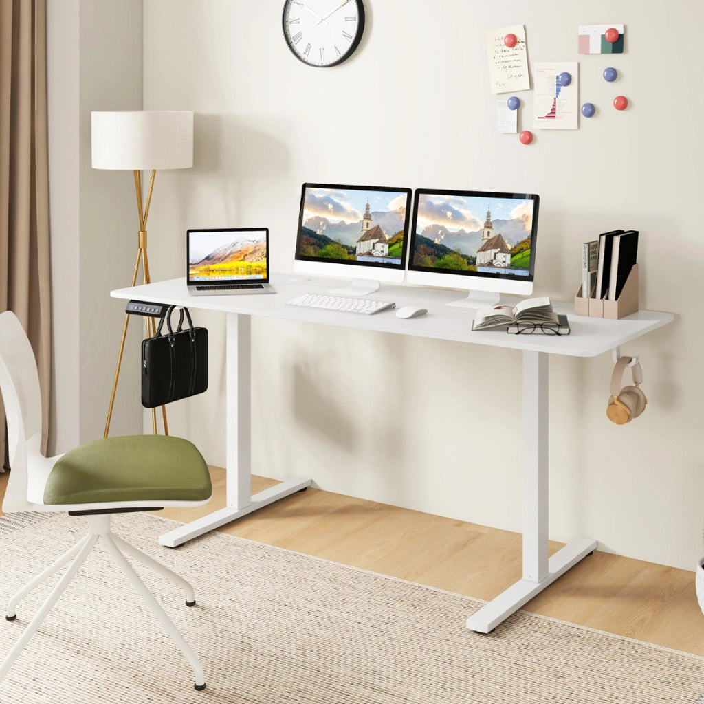 Scrivania regolabile in altezza elettrica, Scrivania per computer design anticollisione per ufficio a casa Bianco-Scrivanie