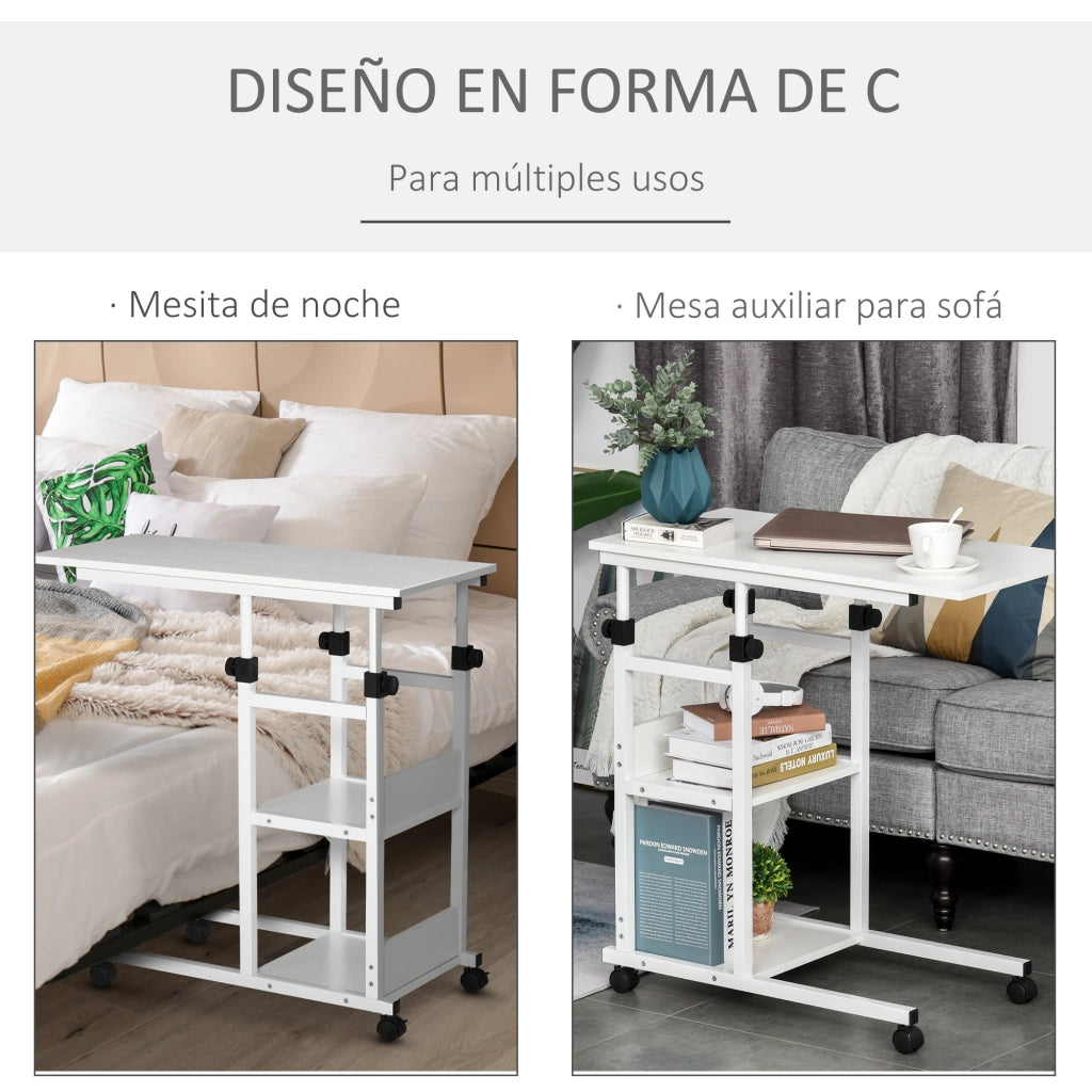 Tavolino da caff¨¨ con ruote ¨C zephmum ¨C bianco 80x40 cm