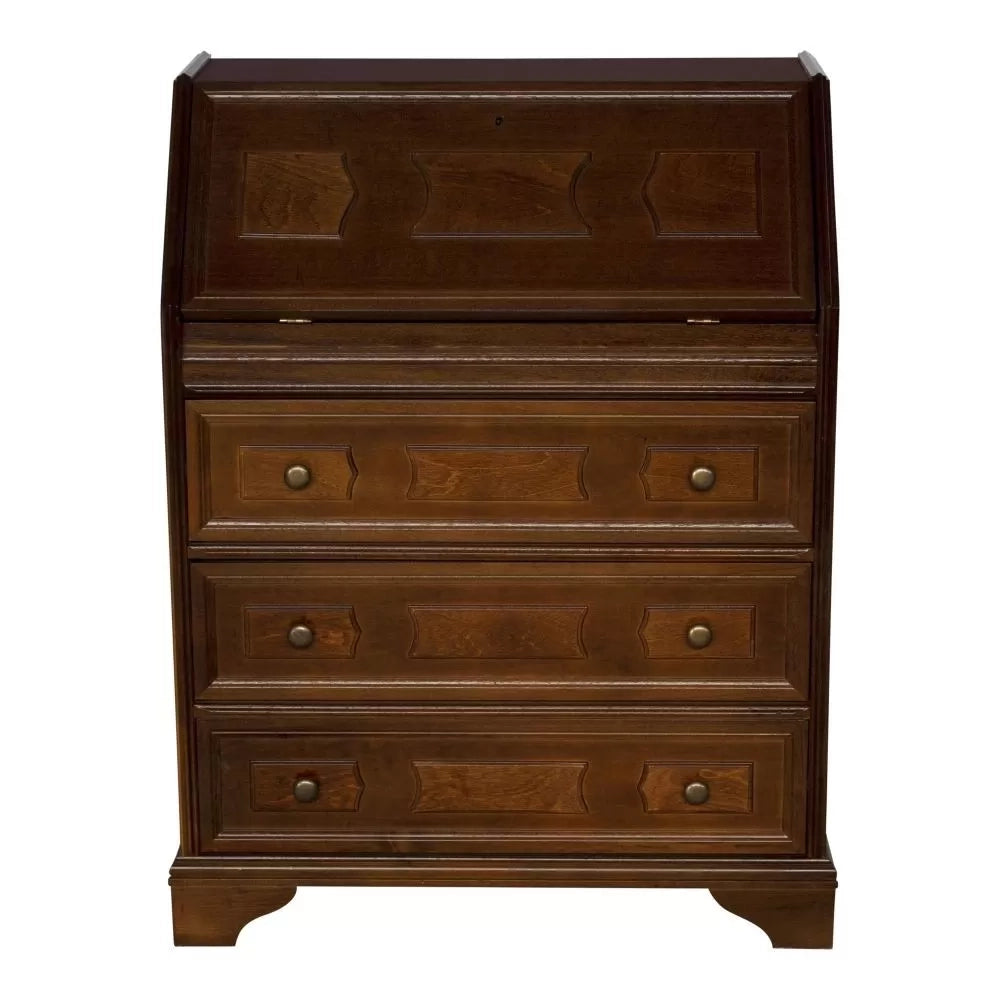 Cassettiera classica 5 cassetti con ribalta legno tinta noce scuro 66x34x88 - Mobili 2G