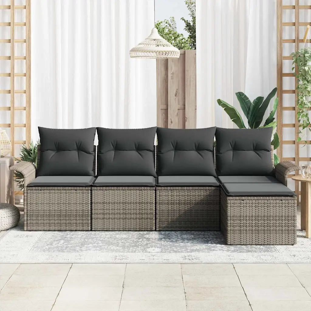 Divano da esterno con cuscino 5 pcs Grigio polyrattan 3345319