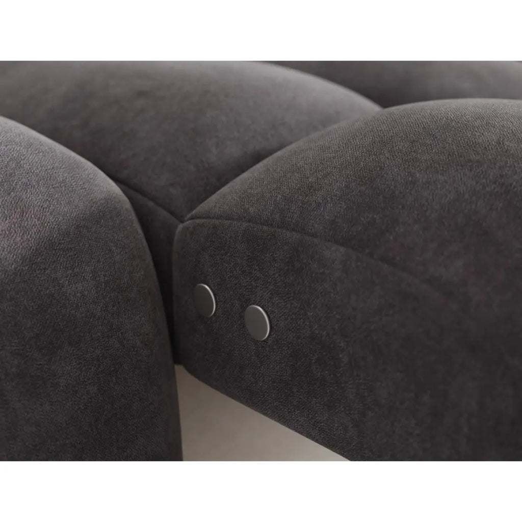 Divano angolare convertibile BULLA 3 posti grigio angolo destro - tessuto effetto alcantara con estensione della seduta elettrica