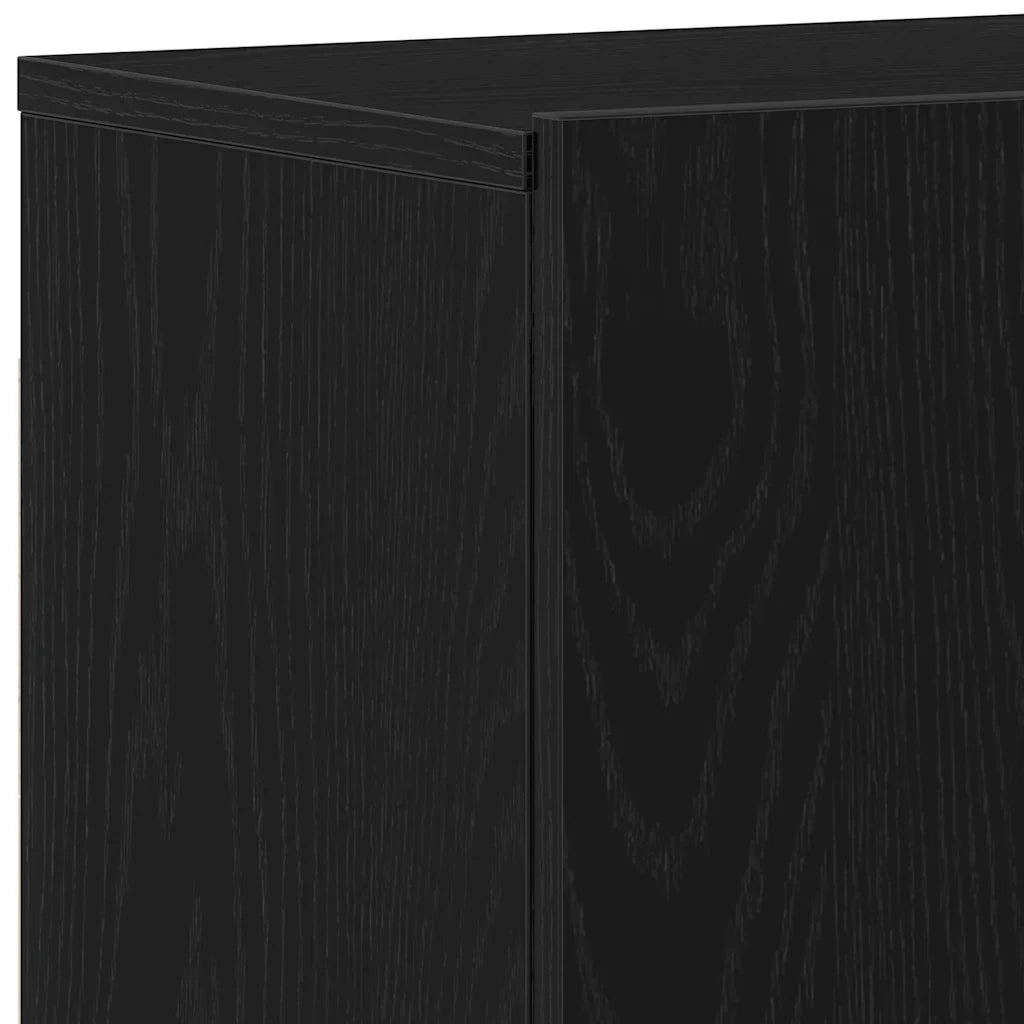 Pratico mobile TV a parete con vano contenitore 60 x 30 x 41 cm realizzato in legno composito di rovere nero 02_0051833