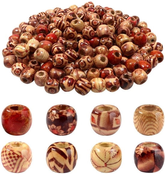 Houten perle 200 pezzi - Colorati 9 x 10 mm - Decorazione - Attività ricreative - Gioielli - Personalizzabili