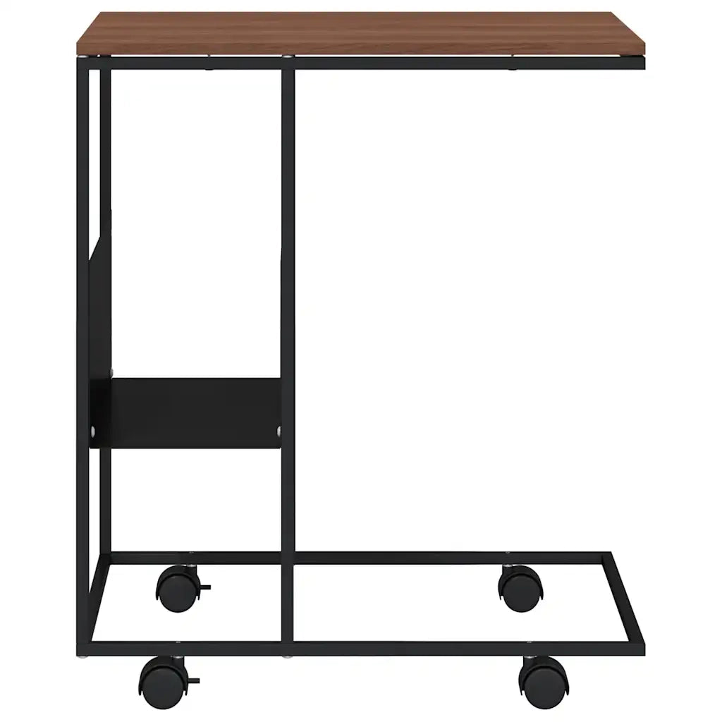Tavolino con Ruote Nero 55x36x63,5 cm in Legno Multistrato 343108