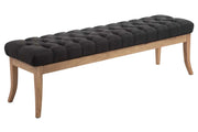 Panca design RAMSES in legno chiaro antico tessuto grigio scuro,150 cm