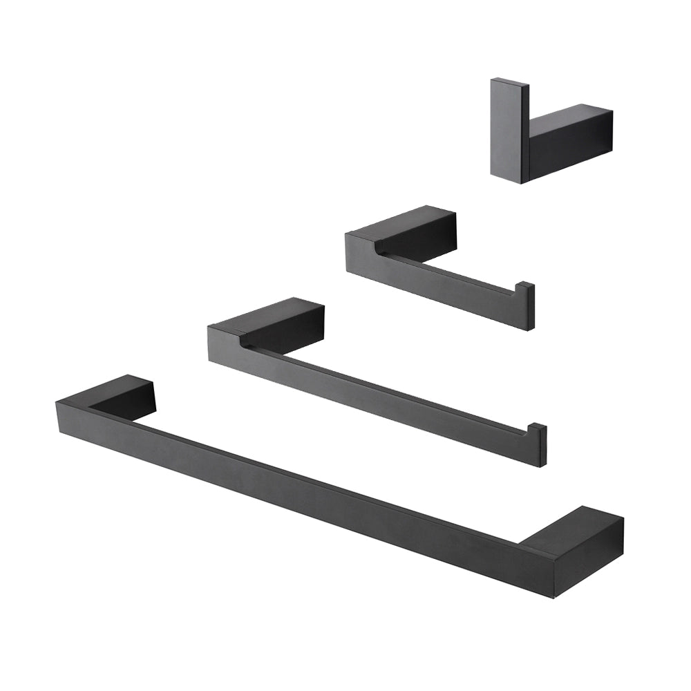 Set accessori bagno da muro 4 pezzi in alluminio nero Sky
