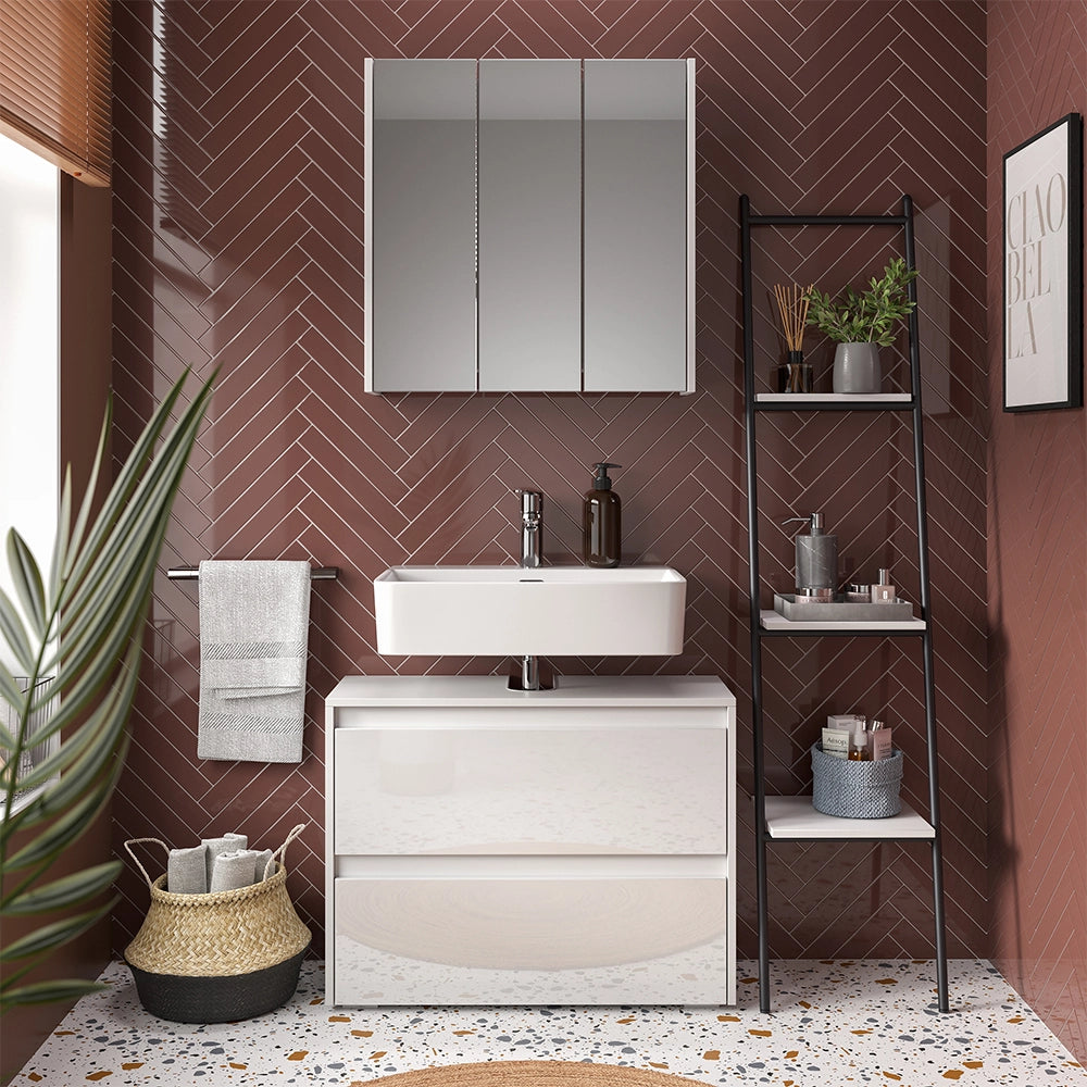 Vicco Set di mobili da bagno Bianco/bianco lucido 2 parti