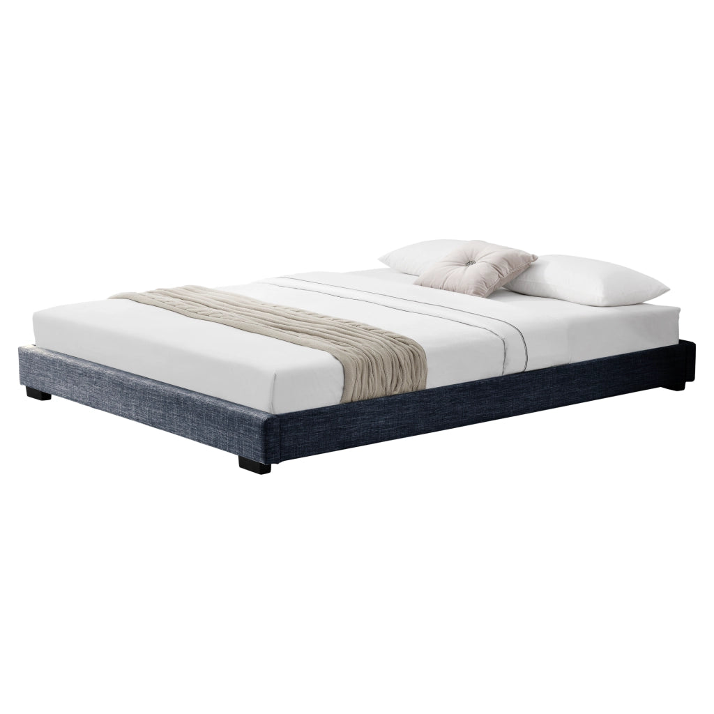 Letto Francese Hamar 140 x 200 cm Rivestimento in Tessuto Grigio scuro Corium