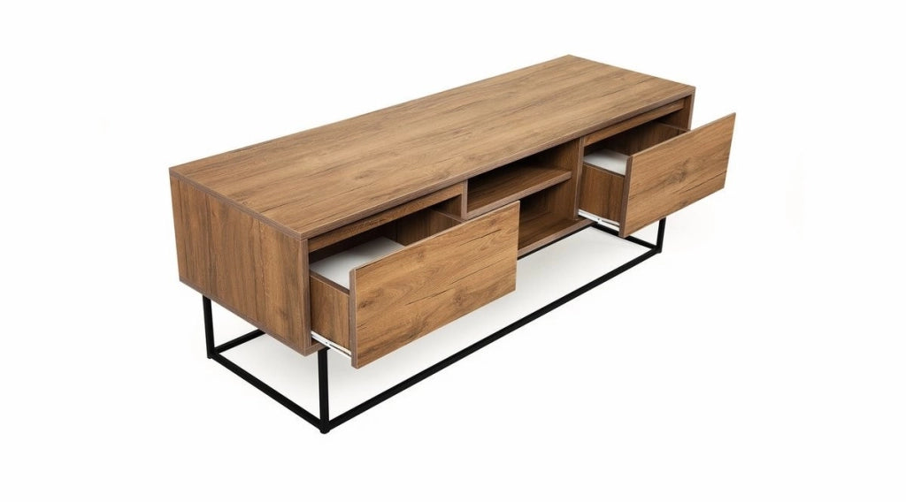 Porta TV in legno "Laxus" - 140 x 40 x 50 cm - Marrone