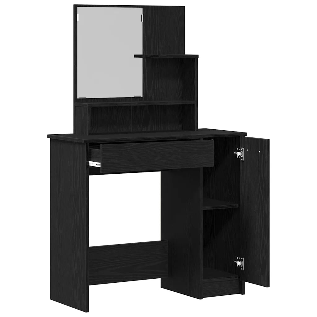 Tavolo da Trucco con cassetto Rovere Nero 86,5 x 35 x 136 cm 862783