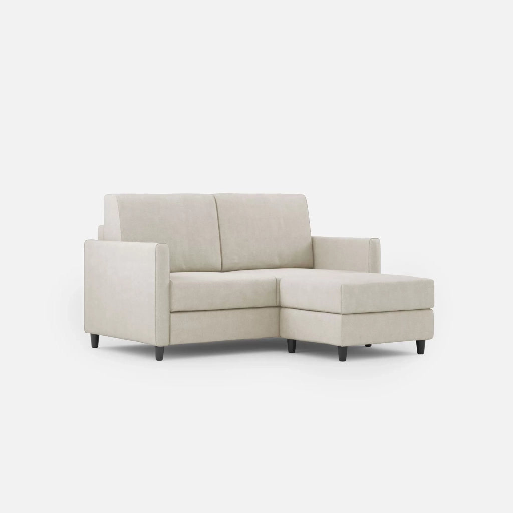 Divano karay 2 posti (due sedute da 60cm) + pouf misure esterne l.138 p.155 | latte - Mobili 2G