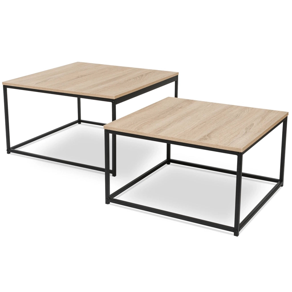 IDMarket - Set di 2 tavoli bassi impilabili DETROIT 60/70 design industriale
