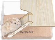 Contenitore per sabbia con scala e doccia - gabbia per acrilico per hamsters, topi, gerbils e lemming (forma rettangolare)