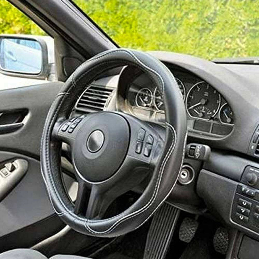 Trade Shop - Coprivolante Universale Auto In Ecopelle Copertura Sterzo Macchina Camper 38cm -