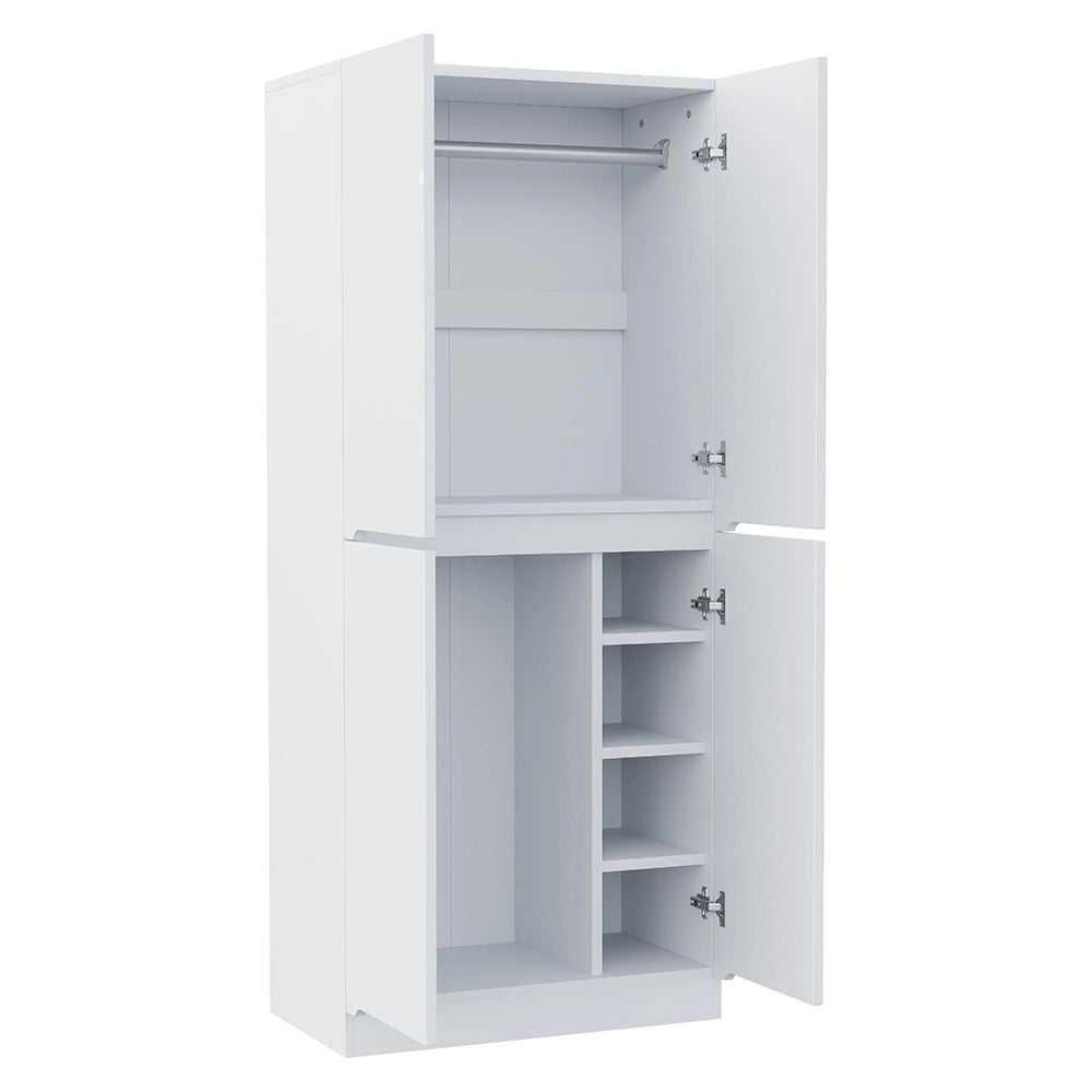 Armadio 2 ante 70x40x170 cm - Xylo - con piccolo ripiano, colore bianco