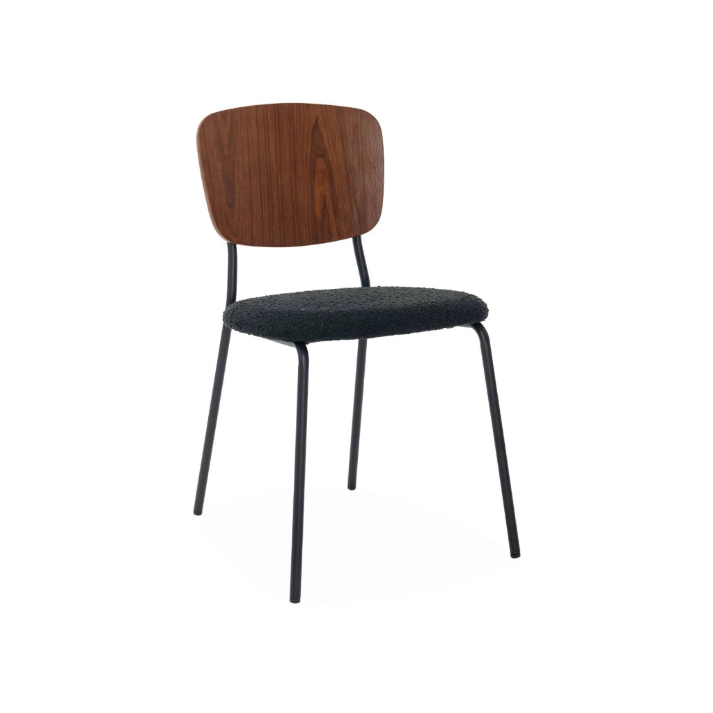 Set 2 sedie bouclé struttura in legno con gambe in metallo, nero