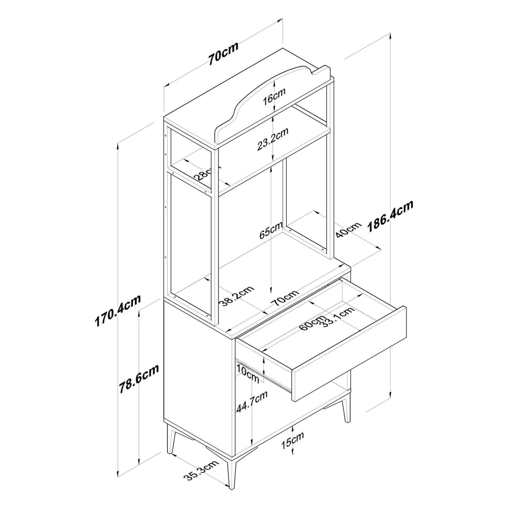 Madia Nemoli, Credenza un Cassetto, 70x40x186h cm Bianco Rovere