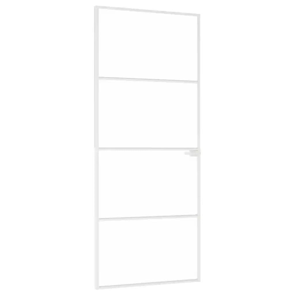 Porta Interna Bianca 83x201,5 cm Vetro Temperato Alluminio Slim 153667