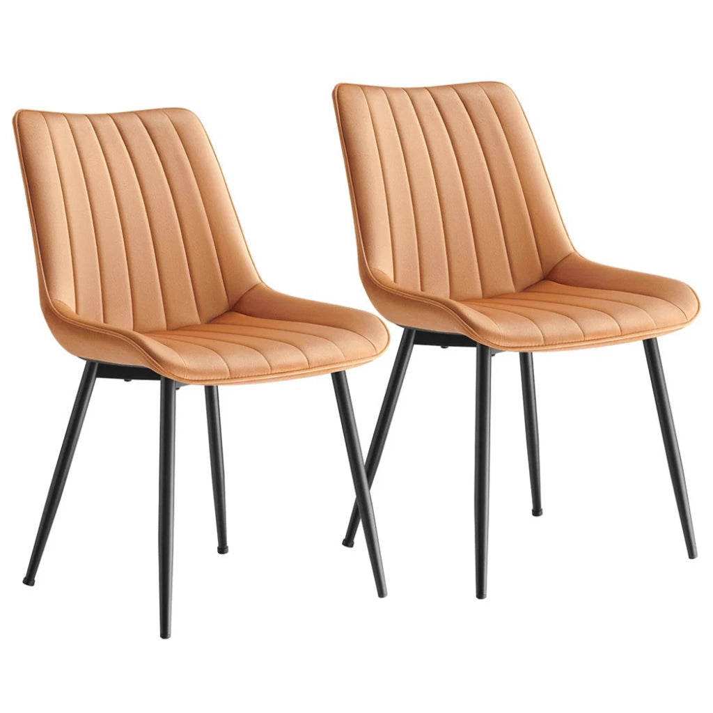 Set di 2 sedie da pranzo/cucina portata fino a 120 kg gambe in acciaio schienale ergonomico per sala da pranzo/cucina marrone 12_0006189