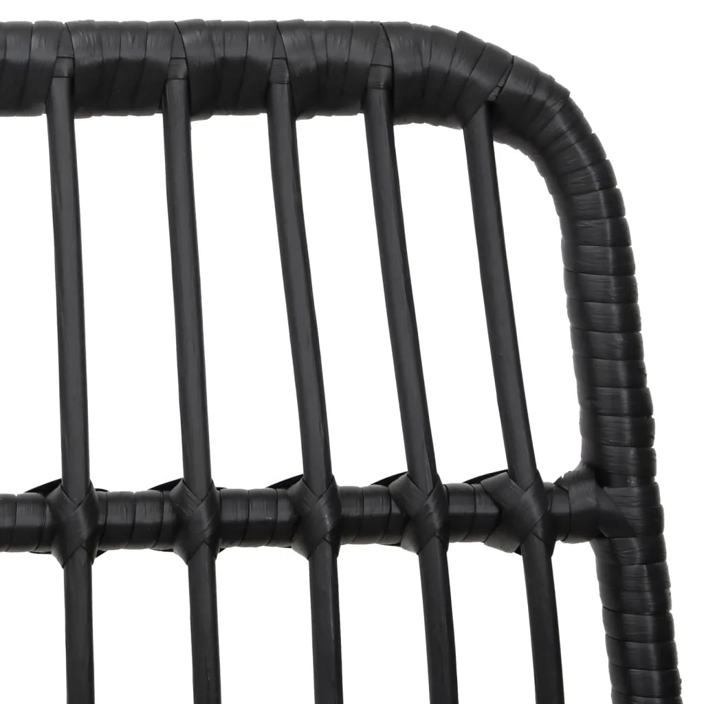 Set da Pranzo da Giardino 3 pz | Set Salotto da Giardino Nero in Polyrattan