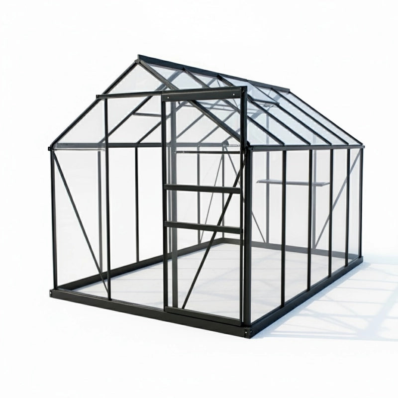 Serre en verre  SEKURIT 108 4 mm  + Base - 7,42 mÂ² - Gris anthracite