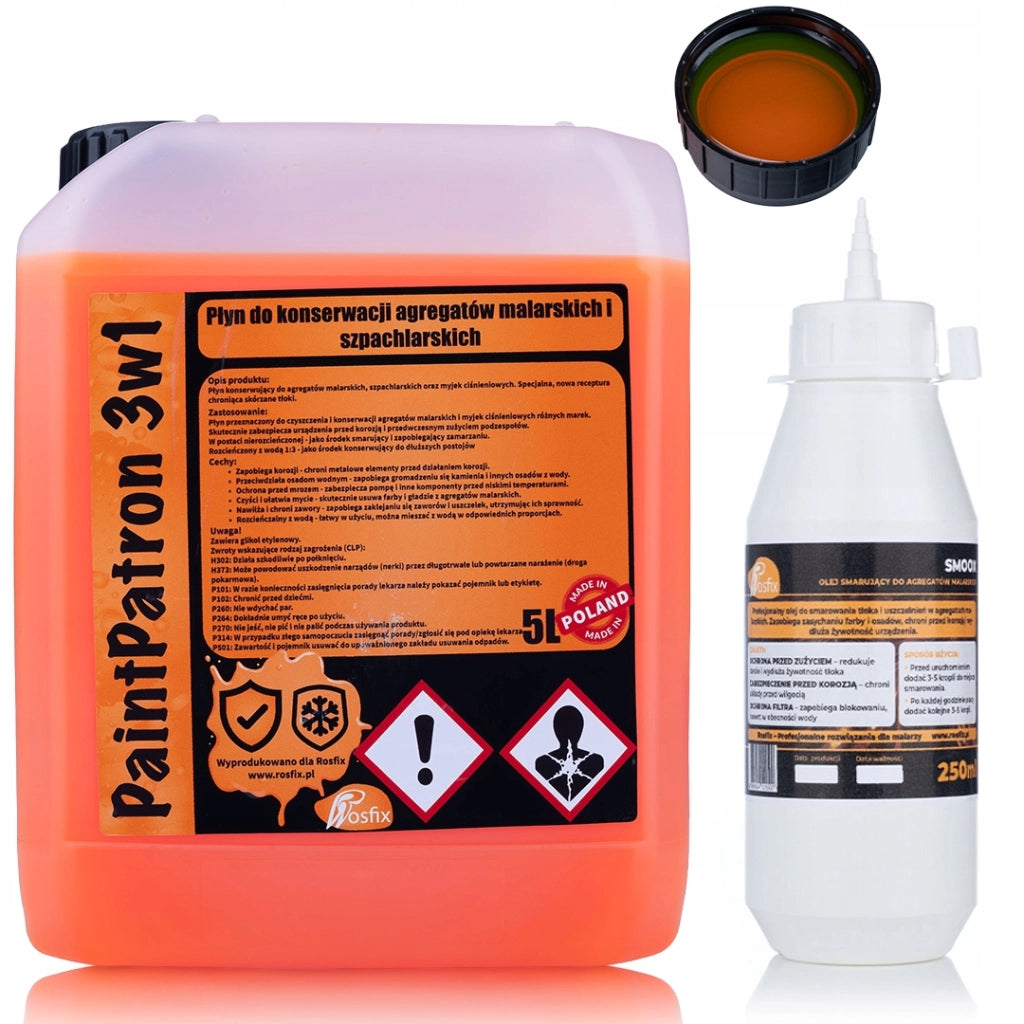 Set di Manutenzione per Spruzzatori Airless di Verniciatura – Olio Smoox 0,25L + Liquido 3in1 5L