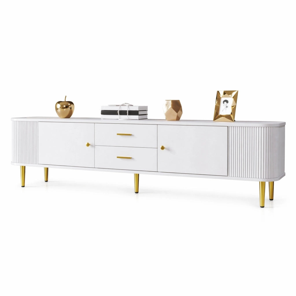 Mobile TV moderno bianco in MDF con 2 cassetti e 2 ante
