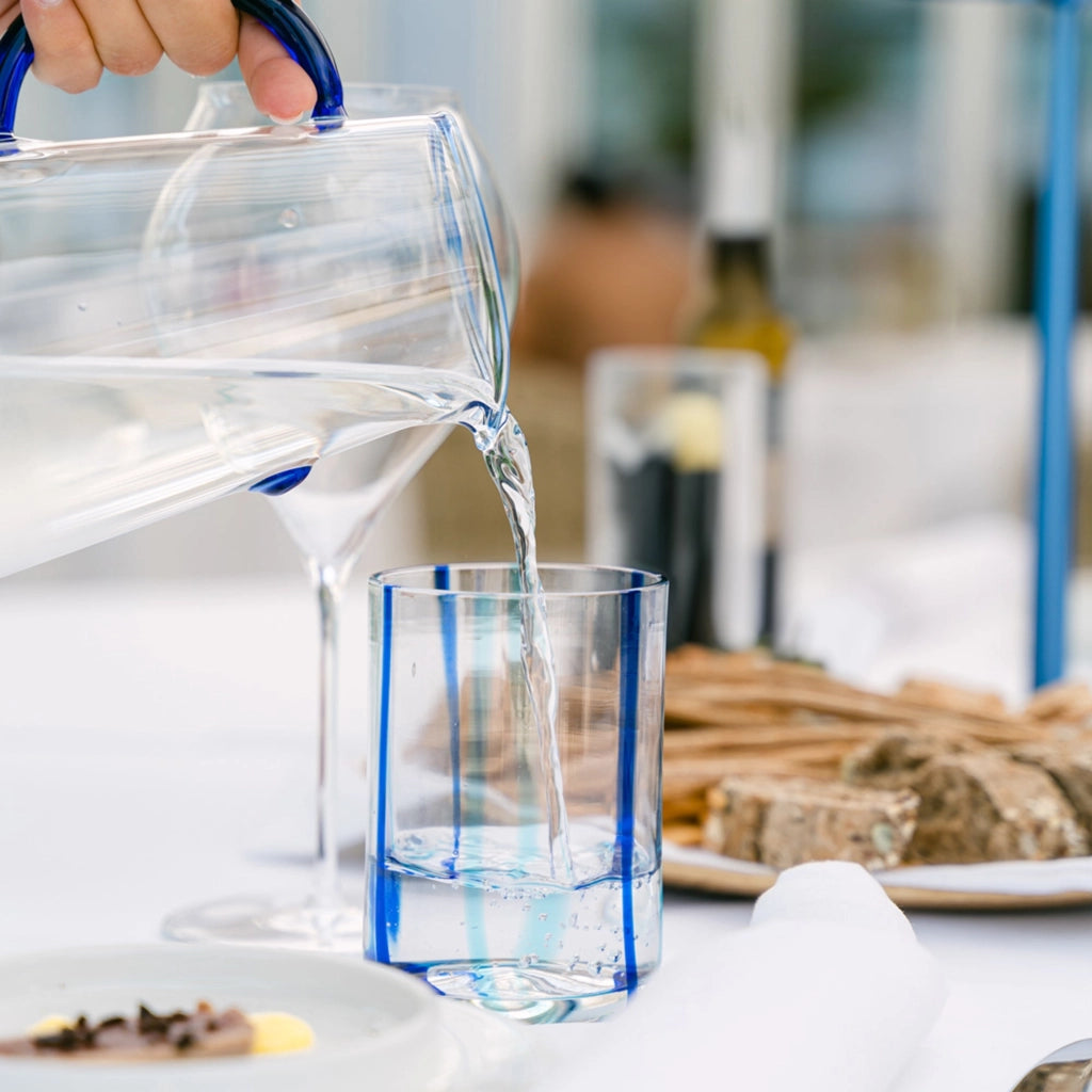 Bicchiere Tirache Zafferano in vetro borosilicato bicolore Acquamarina-blu box 6 pezzi
