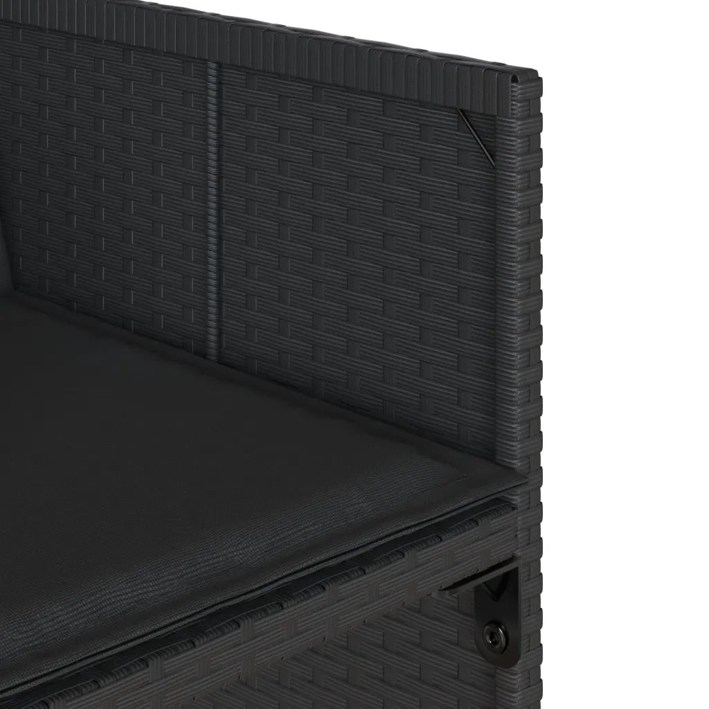 Set da Pranzo da Giardino 7 pz Nero con Cuscini in Polyrattan 3277854