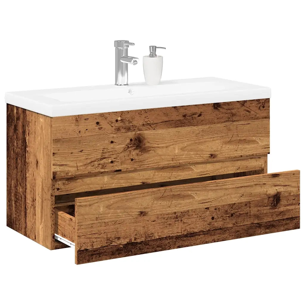 Mobile con Lavabo Integrat-Armadietto da Cucina-Lavandinoo Legno Antico 941680