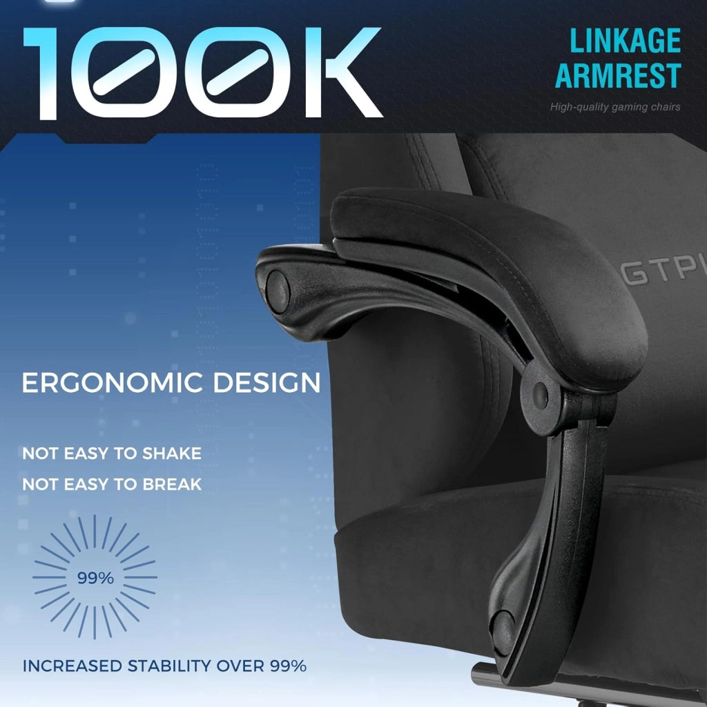 Sedia da gioco in tessuto,ergonomica per computer,con poggiapiedi e supporto lombare, regolabile in altezza,per casa e ufficio,con sedile girevole a 360° e poggiatesta,carico 180 kg (nero)