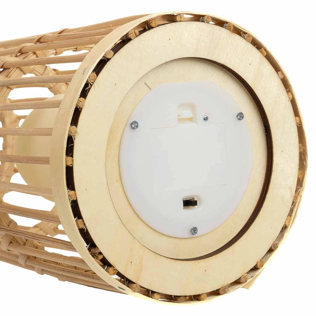 Vaso in rattan intrecciato con candela a batteria D16x59,5h cm