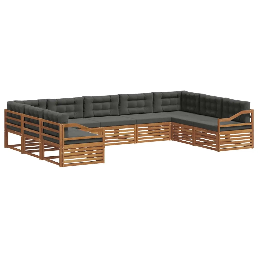 Set di divani da esterno con cuscino 9 pcs Naturale e Antracite 3374147